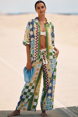 Celandine Linen Blend Short-Sleeve Buttondown Shirt