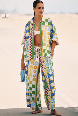 Celandine Linen Blend Wide-leg Pants In Multi