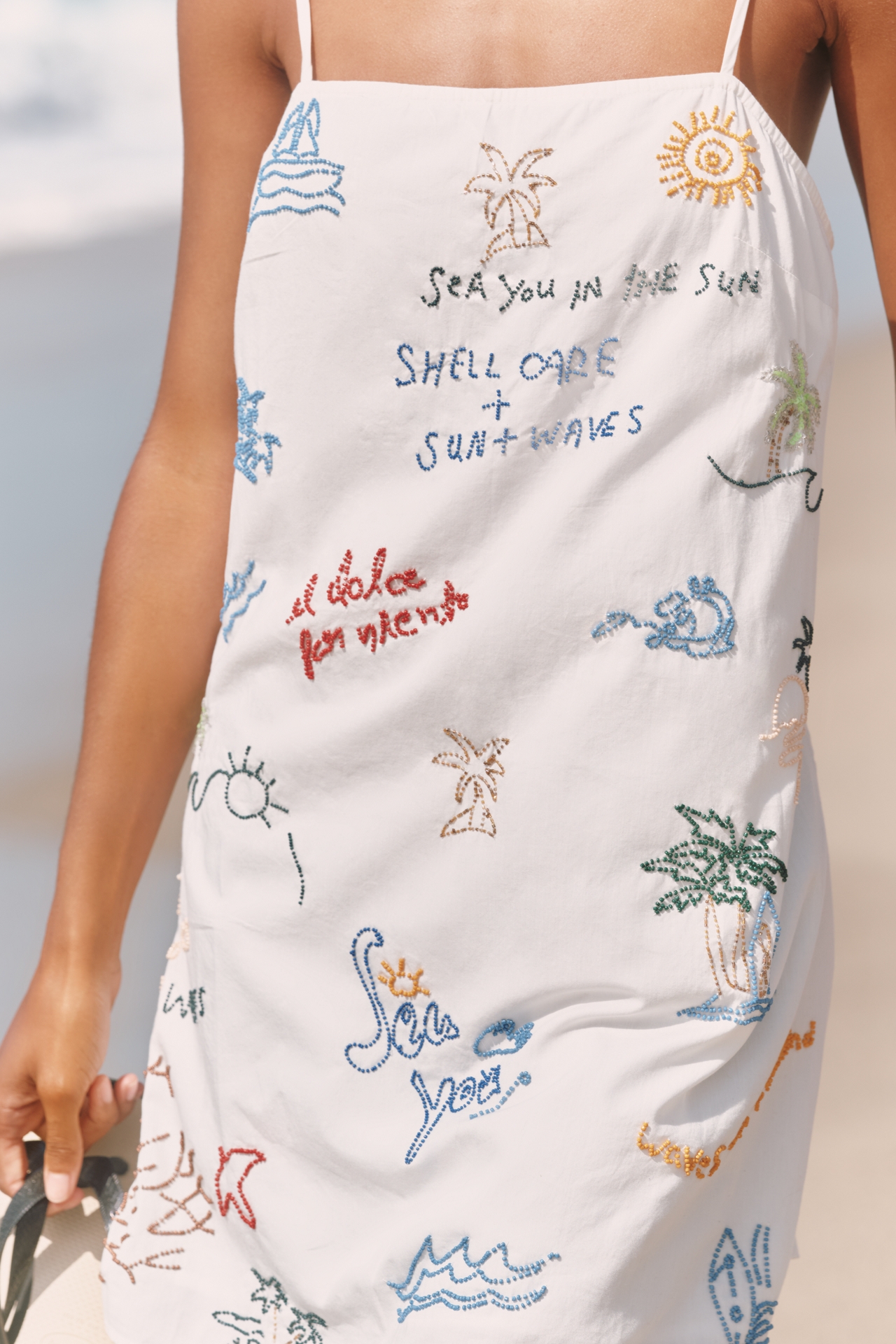 Celandine Sleeveless Beaded Shift Mini Dress