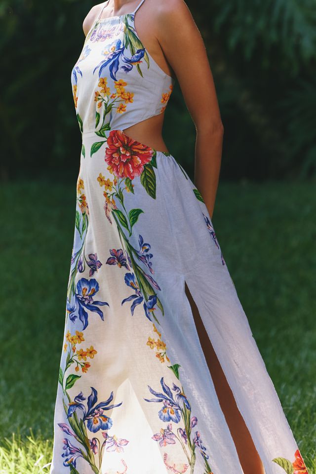 Celandine Linen Blend Botanical Midi Dress #1