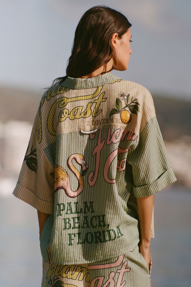 Camicia in misto lino a maniche corte con bottoni Celandine #1