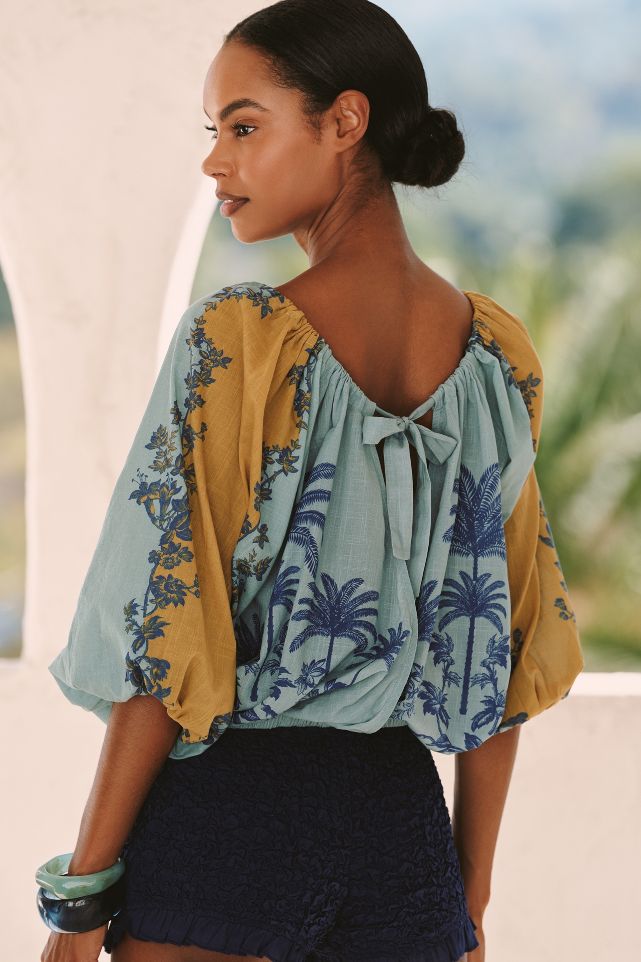 Celandine Puff-Sleeve Bubble Blouse