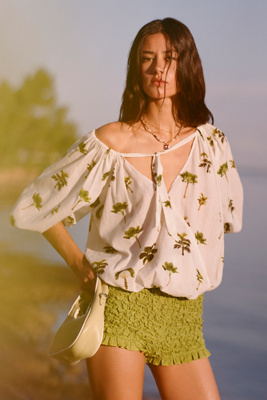 Celandine Smocked Micro Shorts In White