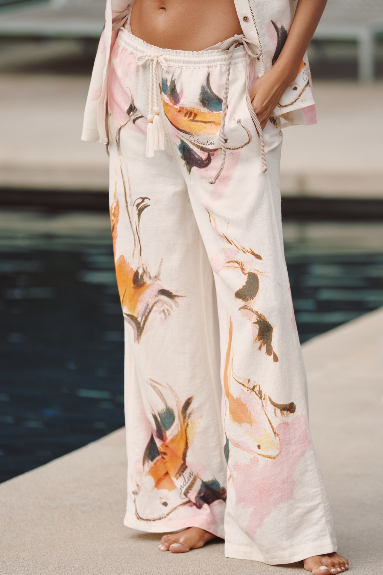 Celandine Wide Leg Linen Blend Pants