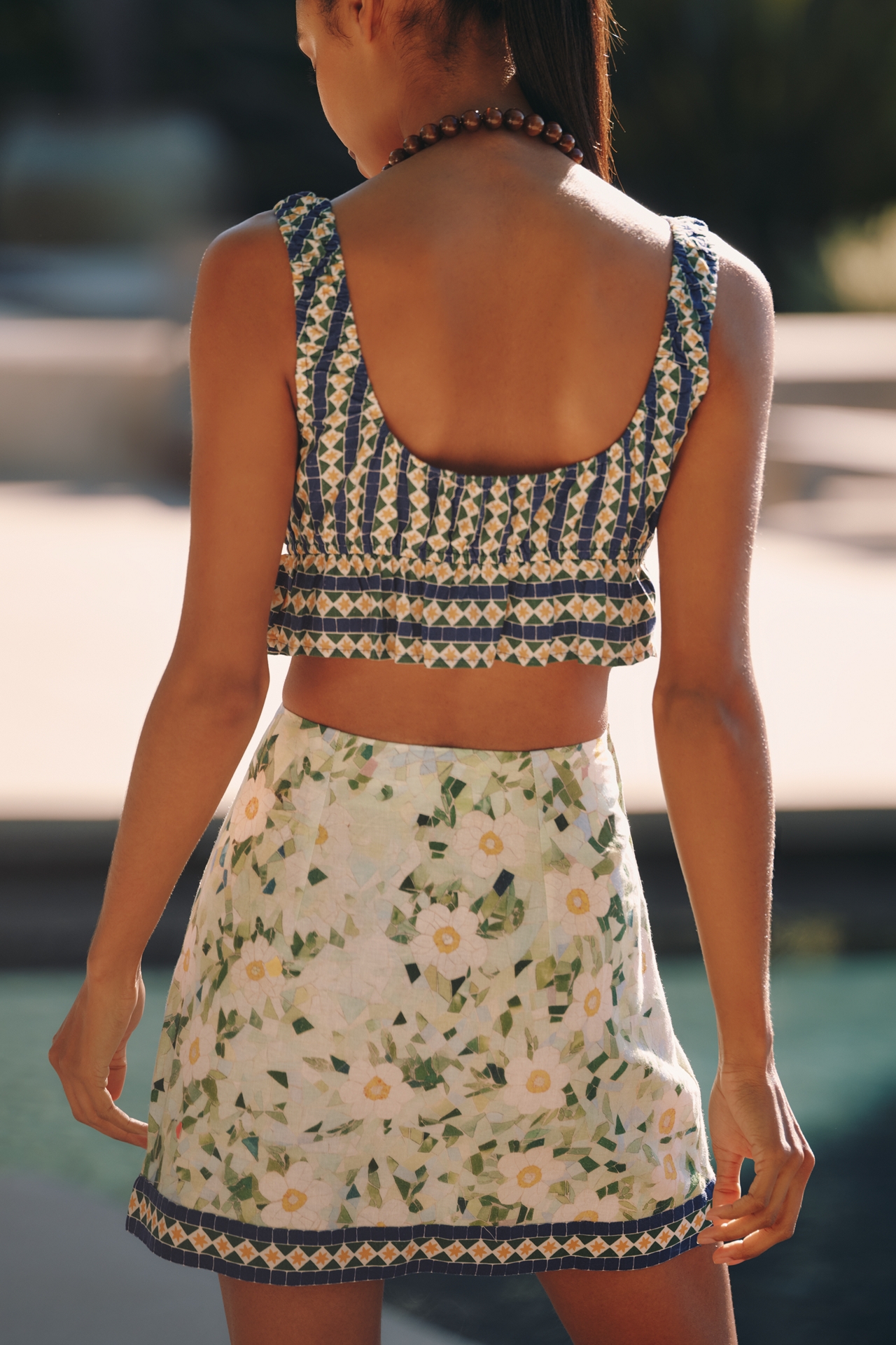 Celandine Asymmetric Linen Blend Mini Skirt