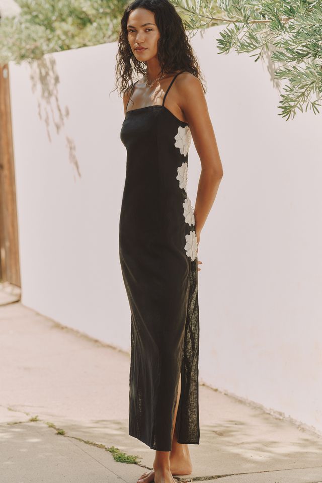 white christmas dresses Side Cut-Out Flower Detail Black and White Mini Dress main image 0