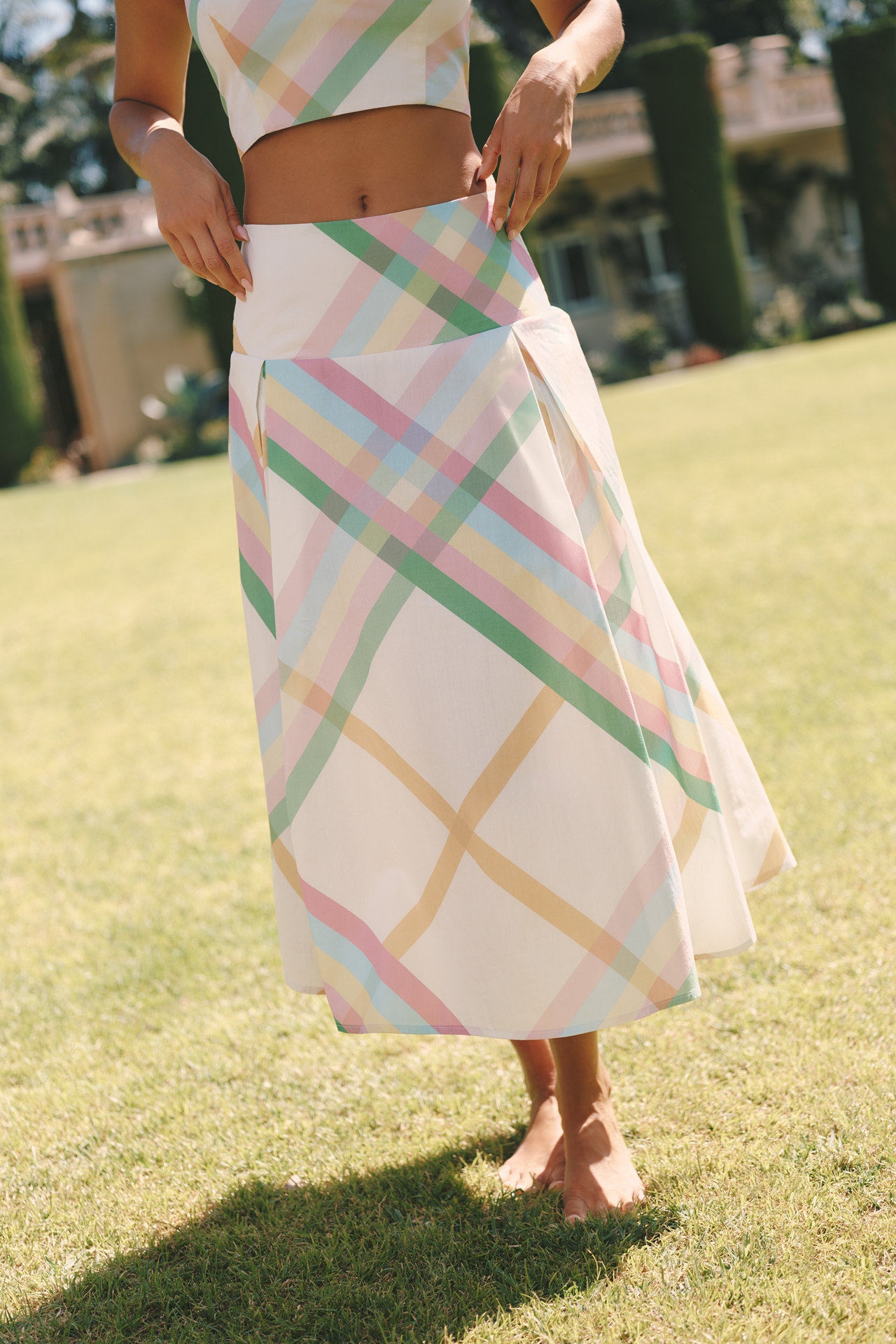 Celandine Cotton A-Line Midi Skirt