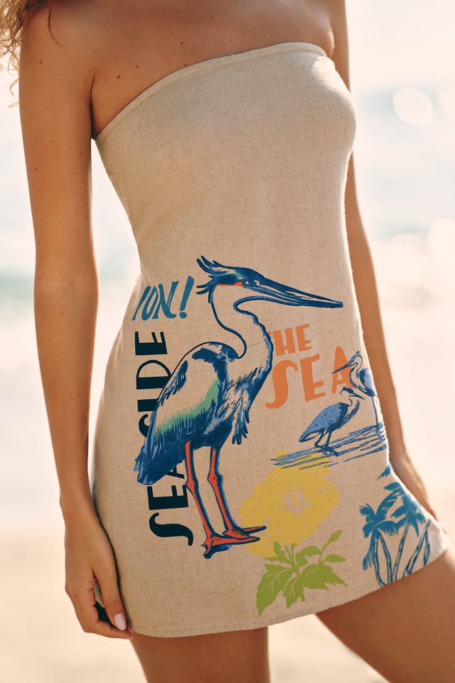 Celandine Strapless Linen-Blend Mini Dress #2