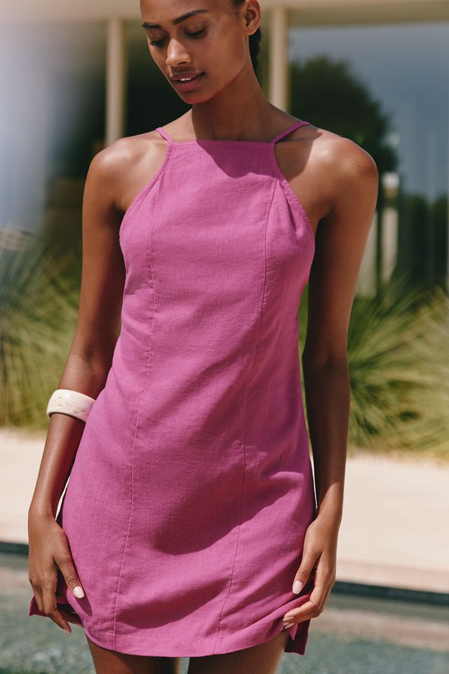 Celandine Linen Beaded Cross-Back Mini Dress #2