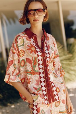 Celandine Linen-Blend Printed Shirt
