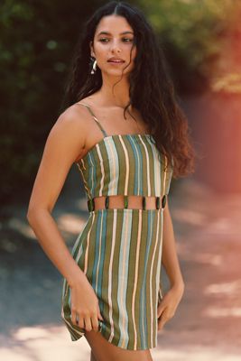 Celandine Striped Beaded Mini Dress