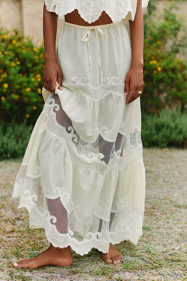 Celandine 100% Cotton Scalloped Maxi Skirt #1