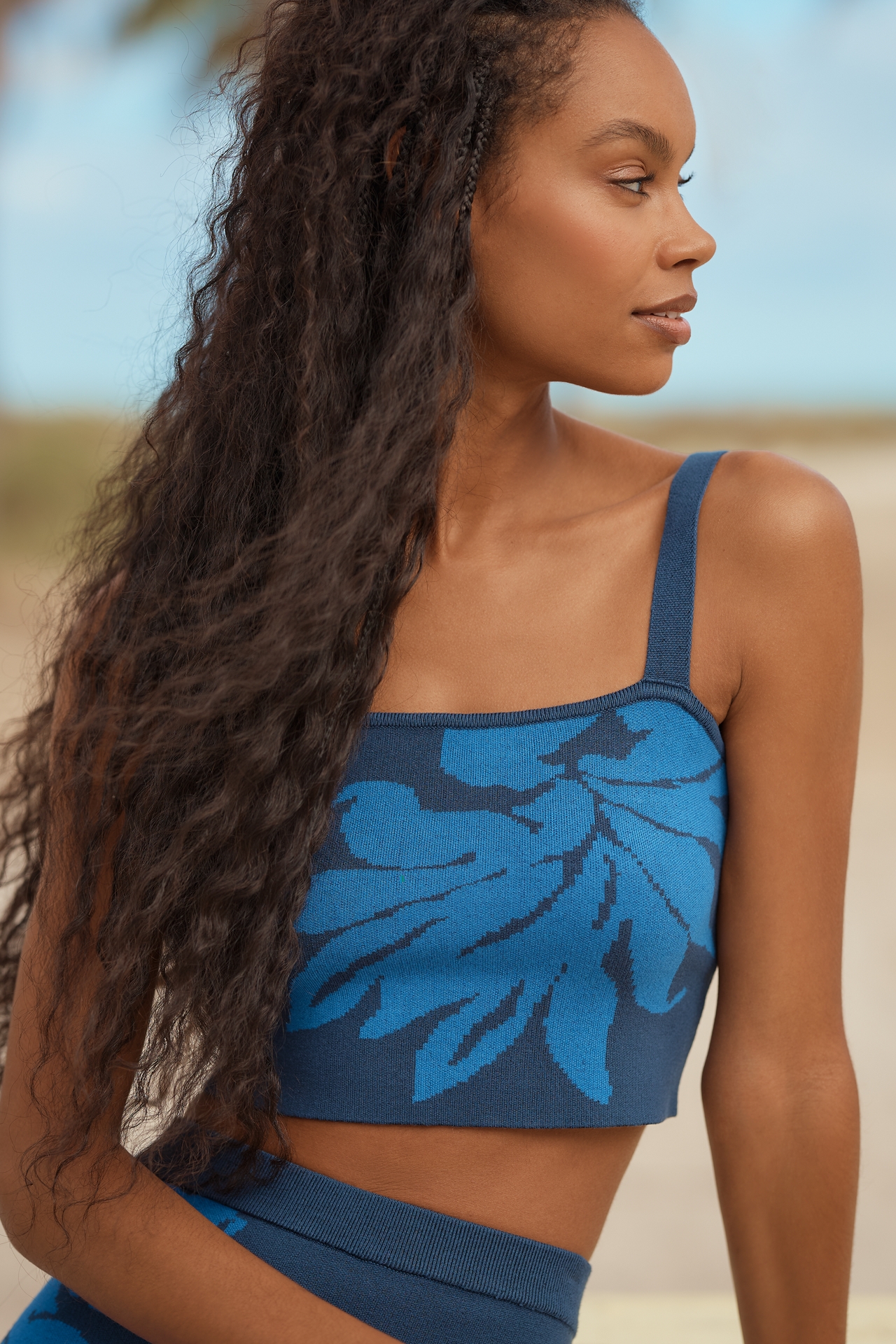 Celandine Graphic Knit Crop Tank Top