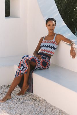 Celandine Graphic Knit Crop Tank Top | Anthropologie