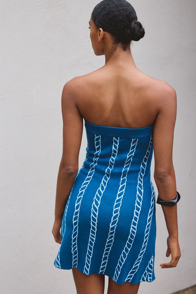 Strapless Knit Mini Dress by Celandine in Blue, Size: XS at Anthropologie