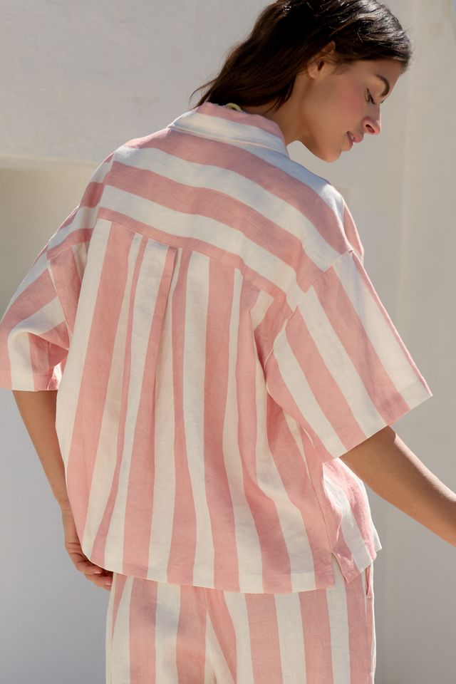 Electric & Rose Kyle Short-Sleeve Linen Buttondown Shirt #3