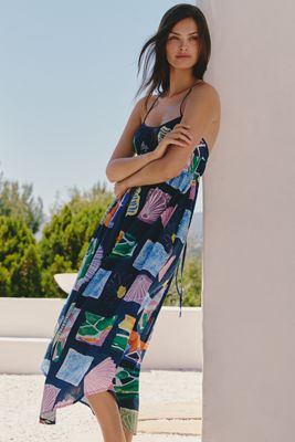 Celandine 100% Cotton Mosaic Print Midi Dress