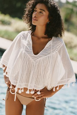 Poncho con Nappe in Misto Cotone Celandine