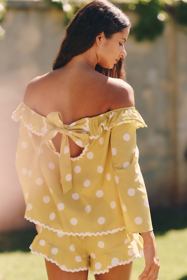 Celandine 100% Cotton Polka Dot Off-The-Shoulder Top | Anthropologie