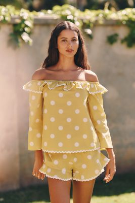 Top in Cotone a Pois con Spalle Scoperte Celandine