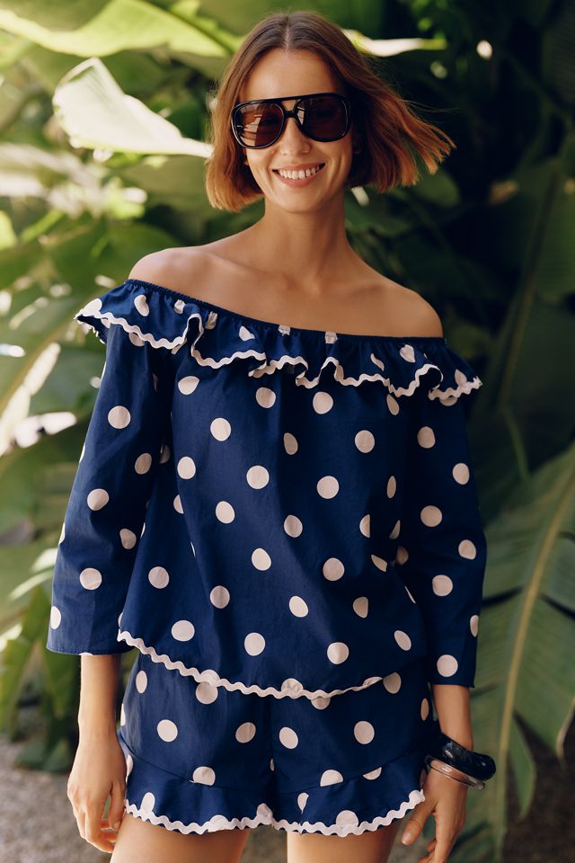Celandine 100% Cotton Polka Dot Off-The-Shoulder Top | Anthropologie