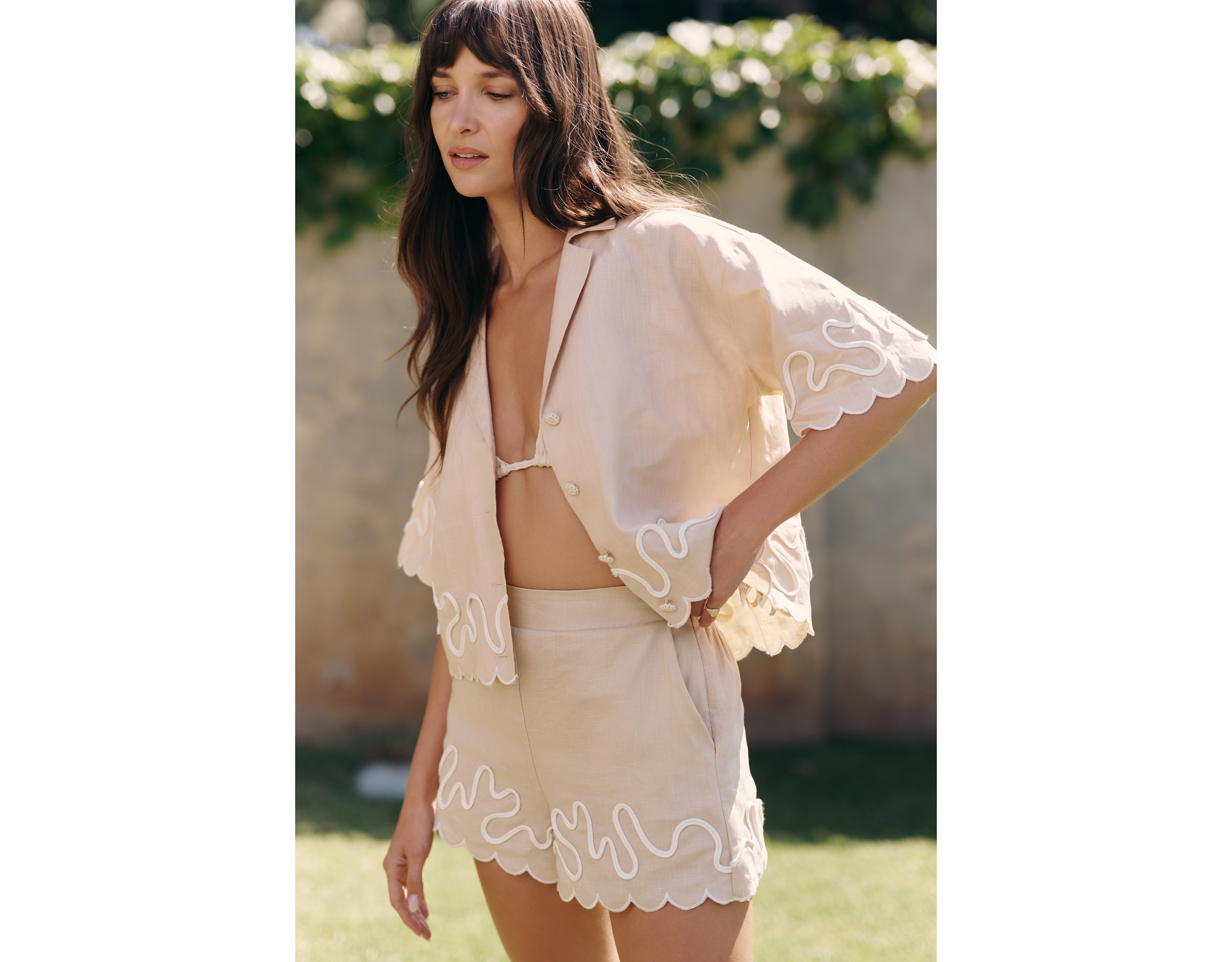 Endless Rose 100% Linen Embroidered Shorts