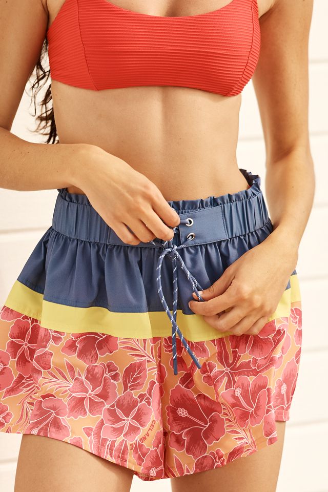 【新品未使用】Eaphi CRUSH SATIN WRAP FRILLPANTS Celandine Flirty Surf Trunks | Anthropologie