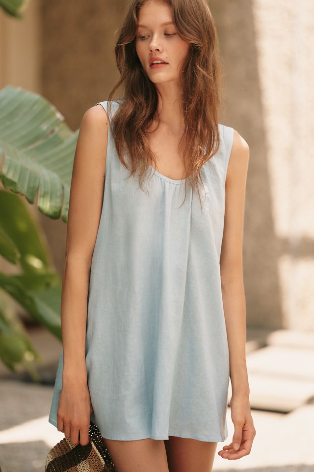 Celandine Easy Linen-Blend Scoop Mini Dress #3