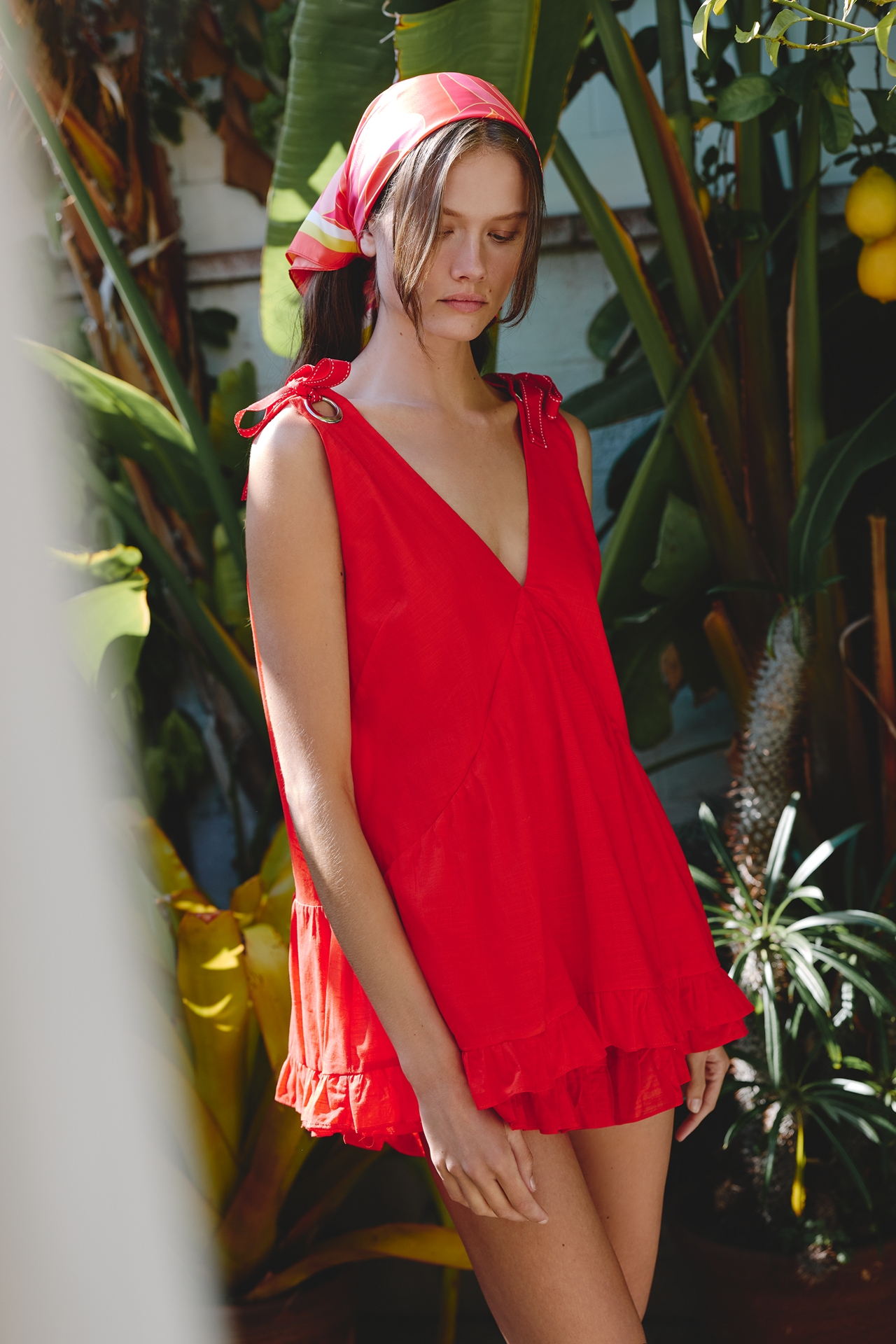 Celandine Cotton V-Neck Flouncy Romper