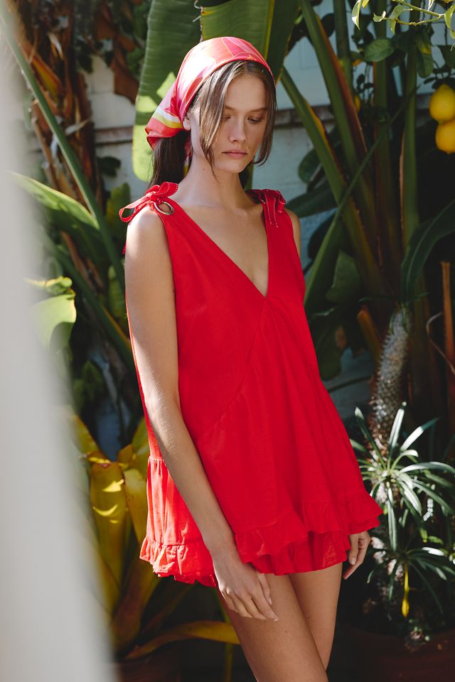 Celandine Cotton V-Neck Flouncy Romper #3