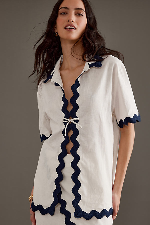Charlie Holiday Chrissy Ric-Rac Tie-Front Shirt