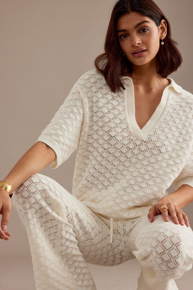 Charlie Holiday Skylar Short-Sleeve Crochet Shirt #3