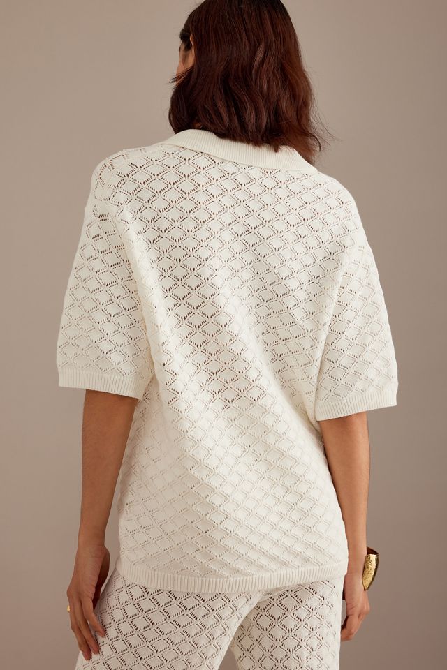 Charlie Holiday Skylar Short-Sleeve Crochet Shirt #5