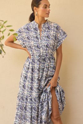 Ro's Garden Mumi Broderie Maxi Dress In Blue