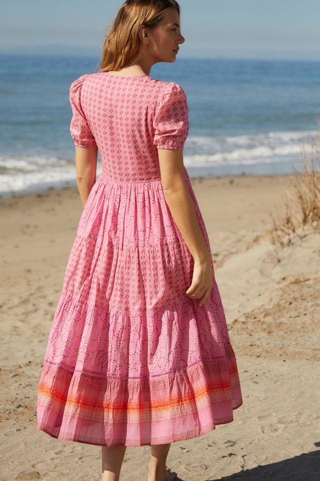 knee length dresses for ladies DAPHNE MIDI DRESS RAHA PINK  Ros-Garden