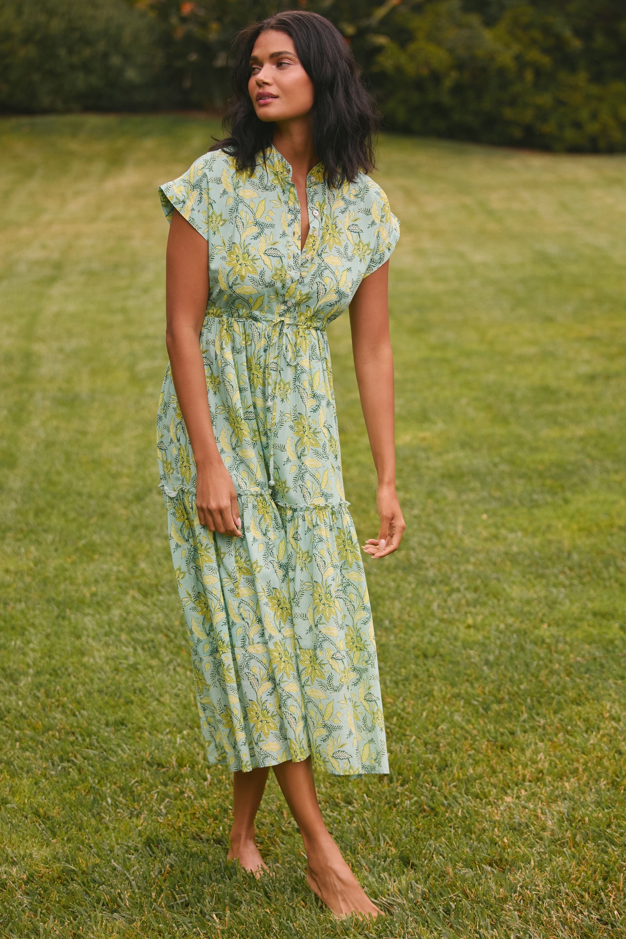 ro's garden mumi midi dress Ro's Garden Mumi Cap-sleeve Midi Dress