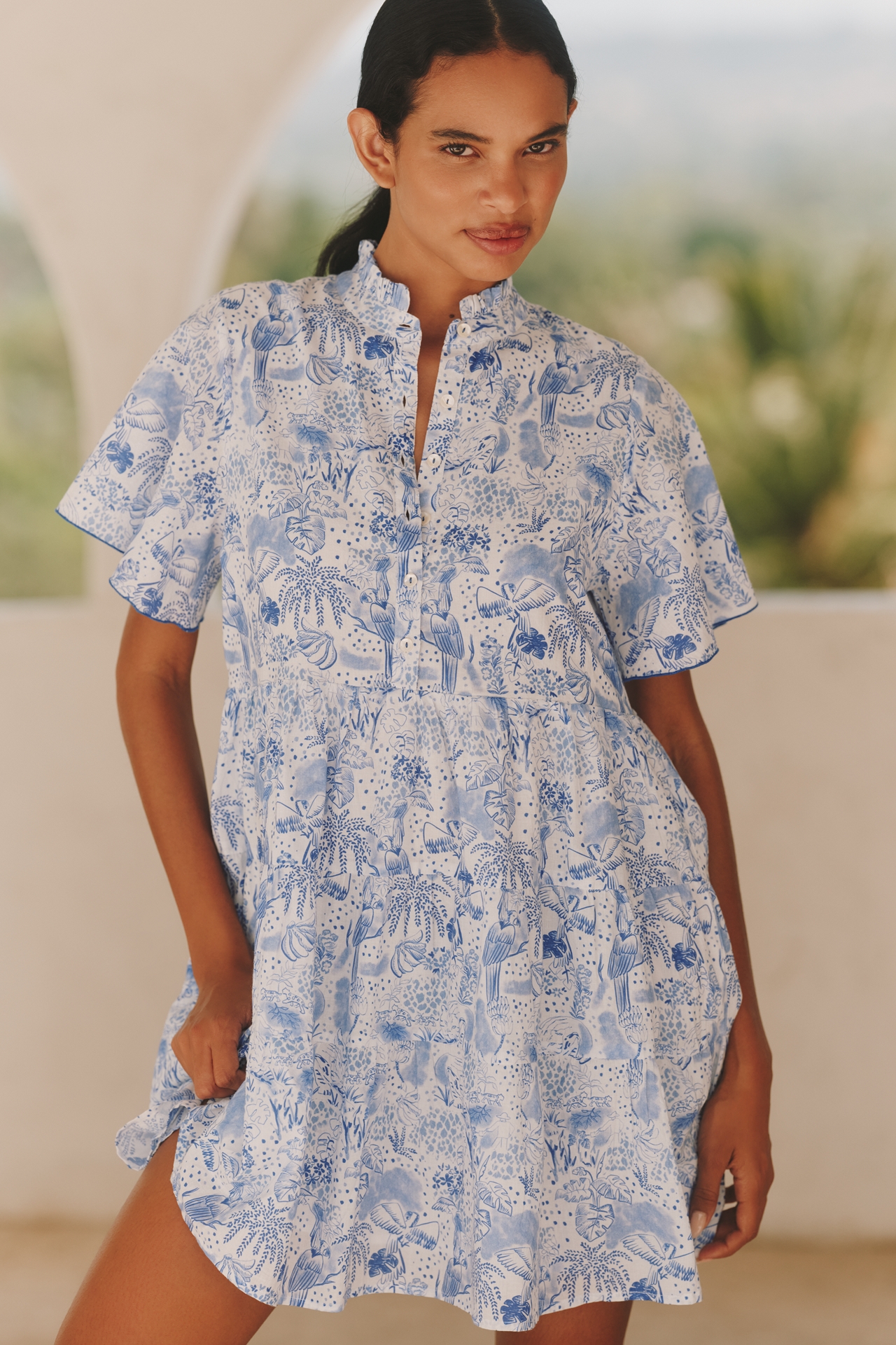 Ro's Garden Vibeka Short-Sleeve Mini Dress