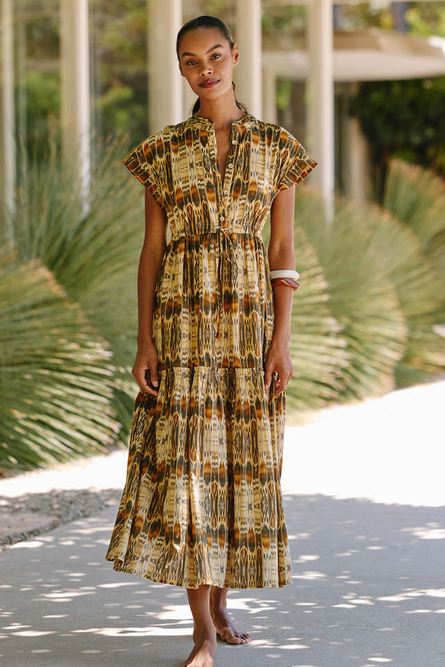 Ro's Garden Mumi Cap-Sleeve Midi Dress