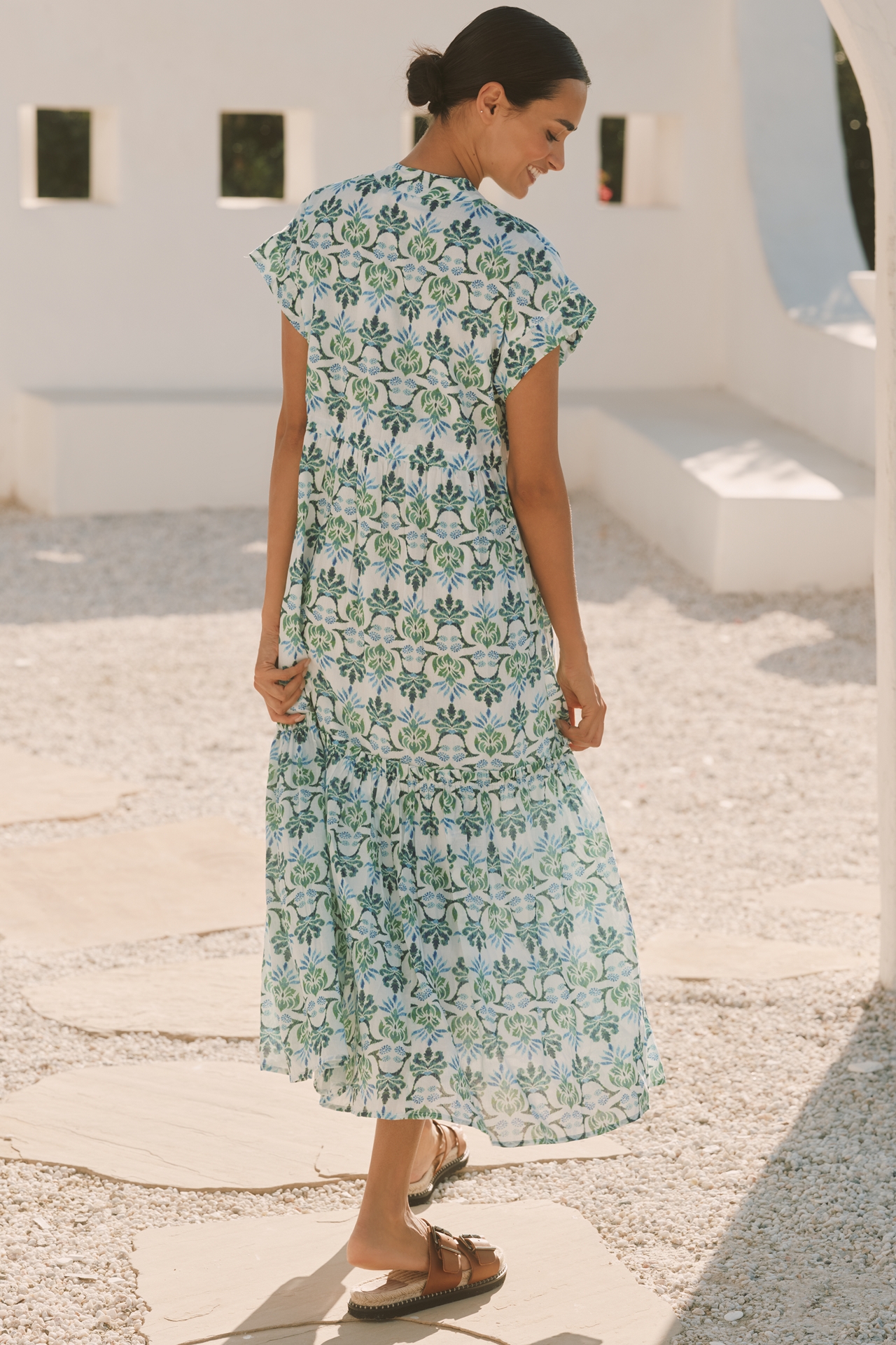 Ro's Garden Mumi Cap-Sleeve Midi Dress