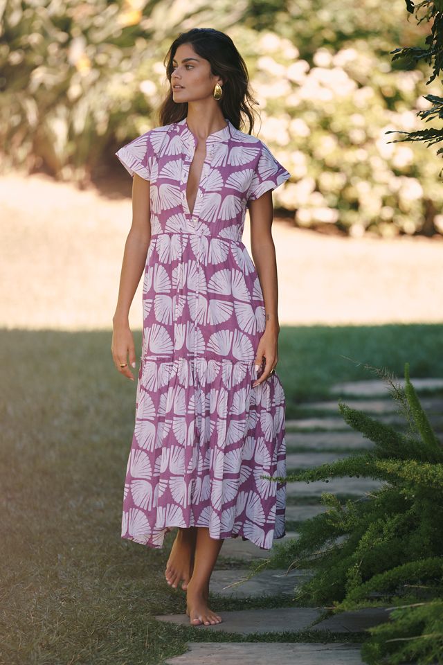 Ro's Garden Mumi Cap-Sleeve Midi Dress | Anthropologie