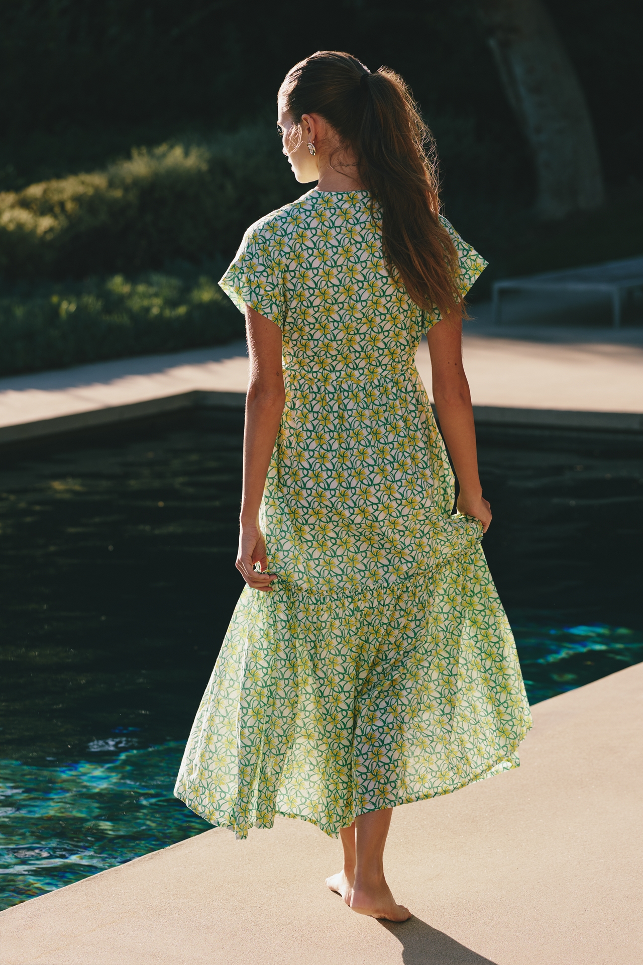 Ro's Garden Mumi Cap-Sleeve Midi Dress