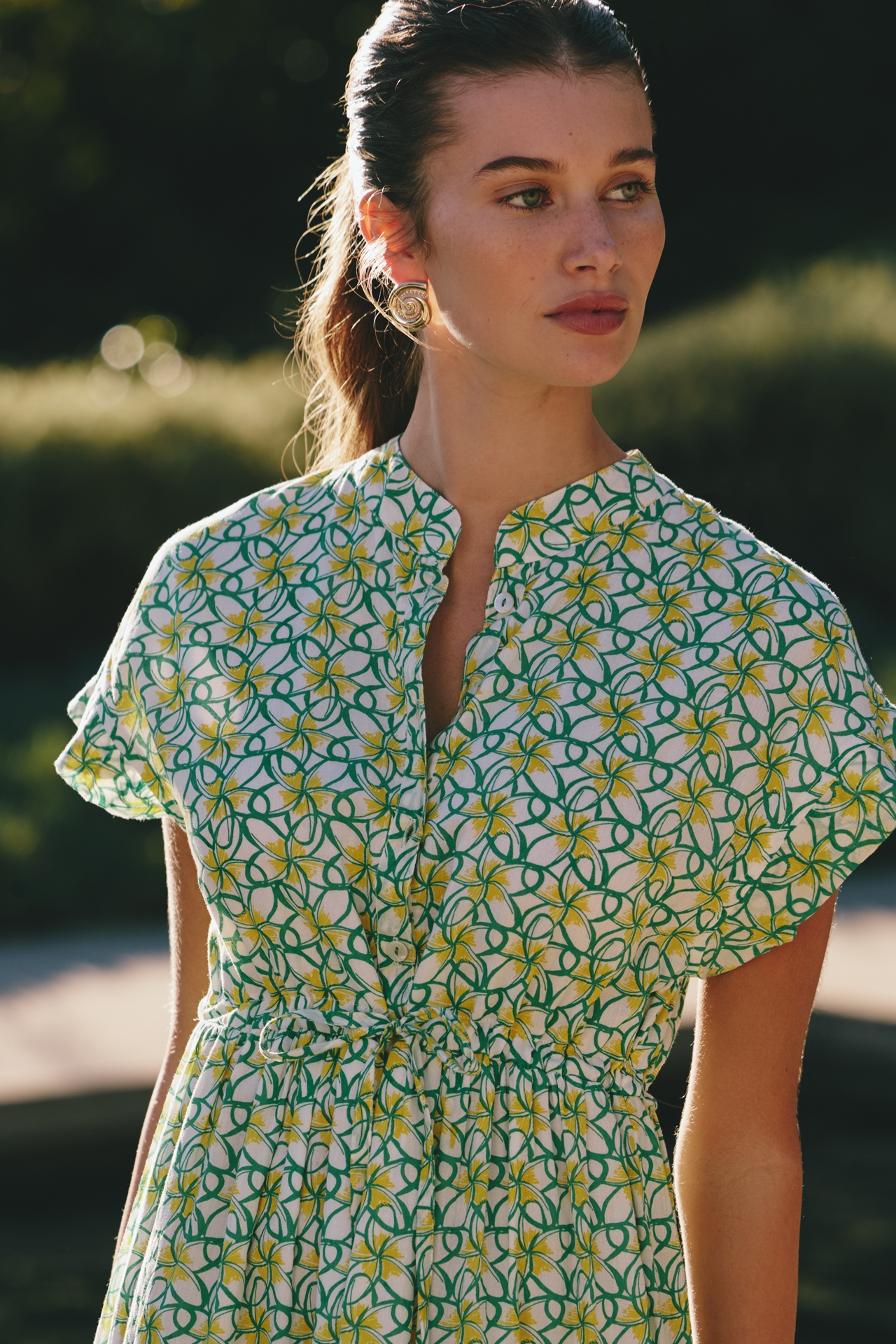 Ro's Garden Mumi Cap-Sleeve Midi Dress