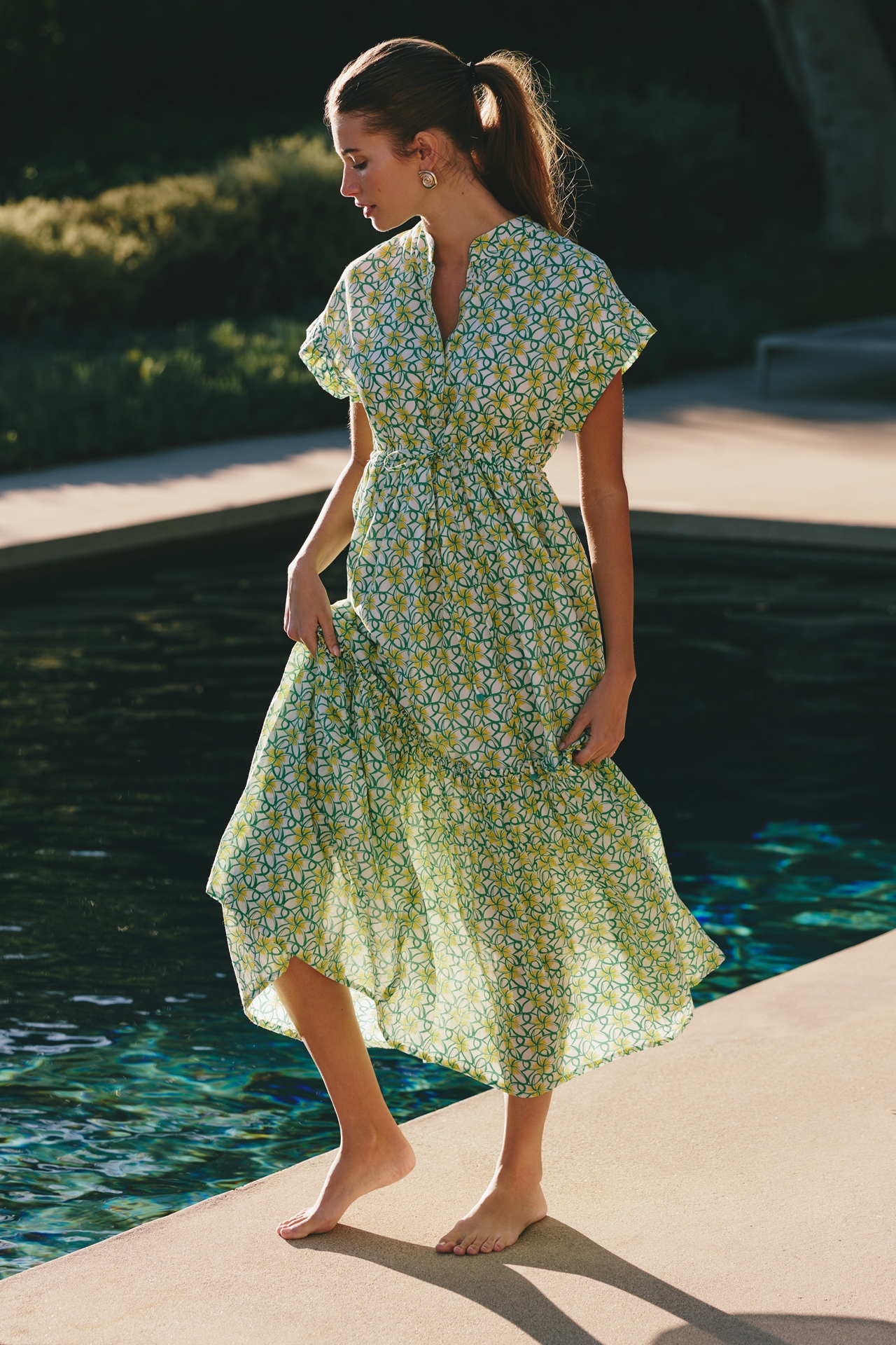 Ro's Garden Mumi Cap-Sleeve Midi Dress