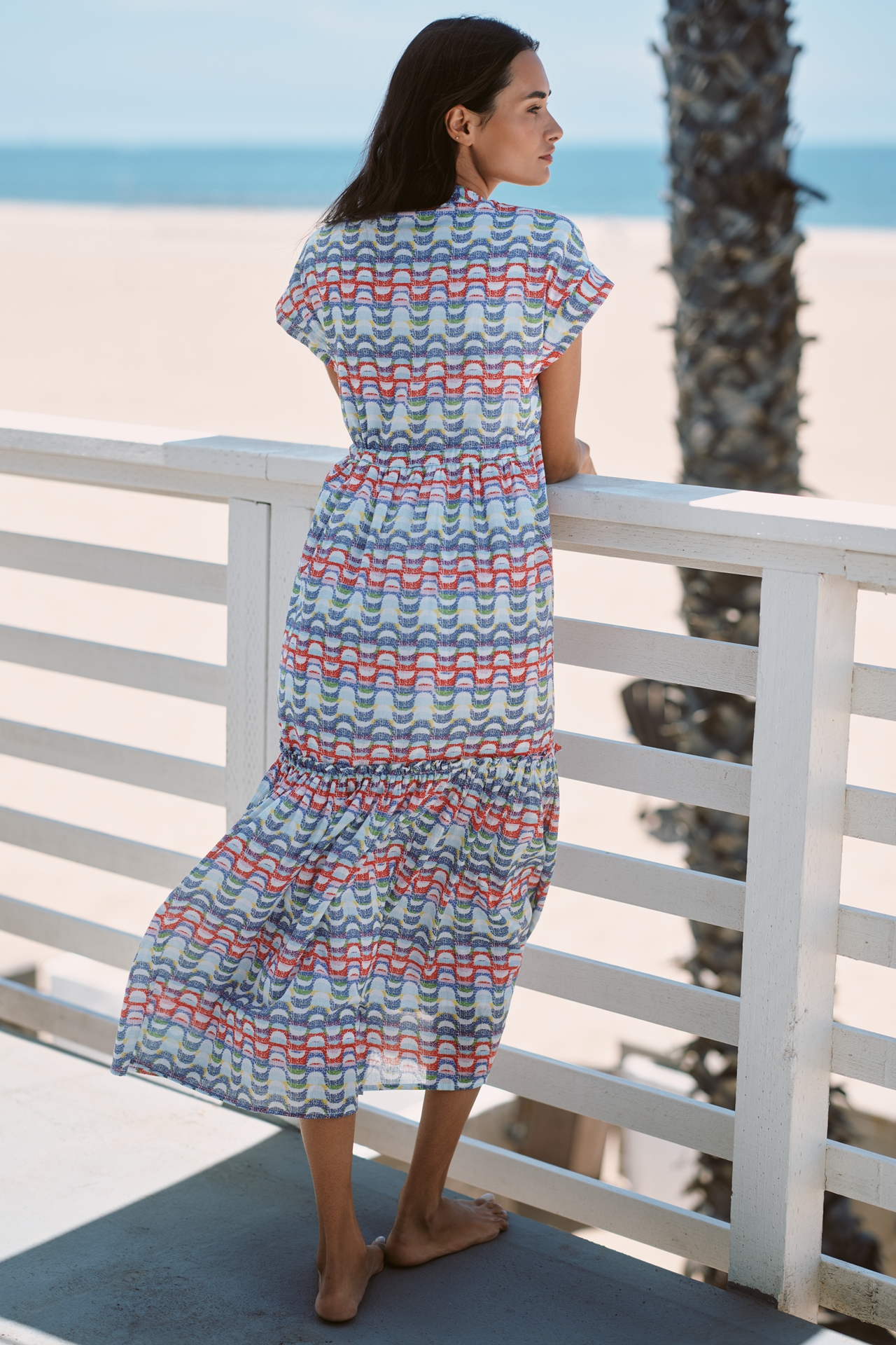 Ro's Garden Mumi Cap-Sleeve Midi Dress