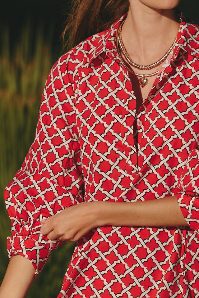 Ro's Garden Chloe Long-Sleeve Mini Shirtdress | Anthropologie