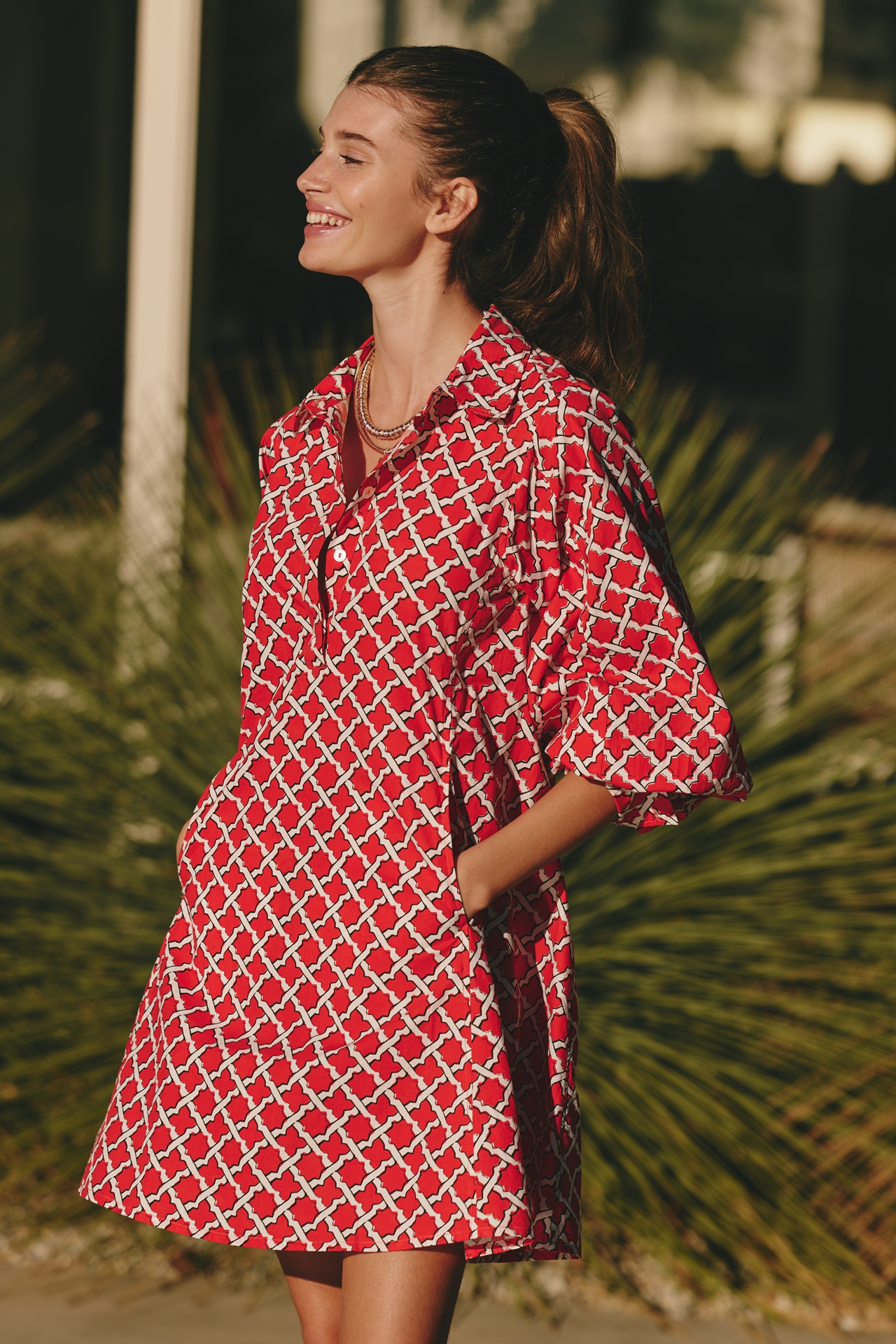 Ro's Garden Chloe Long-Sleeve Mini Shirtdress