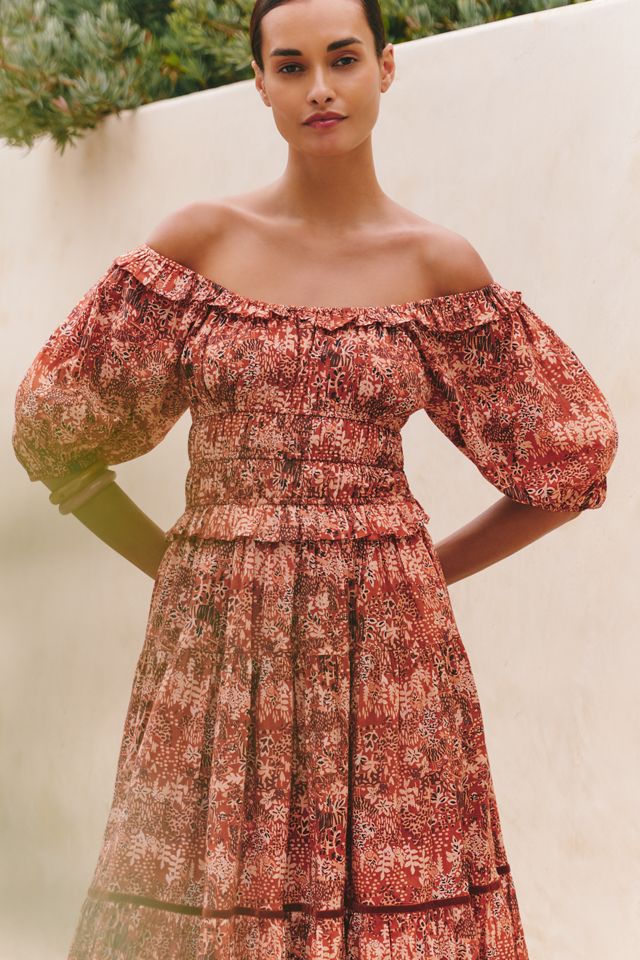 Ro's Garden Percy Puff-Sleeve Midi Dress #1