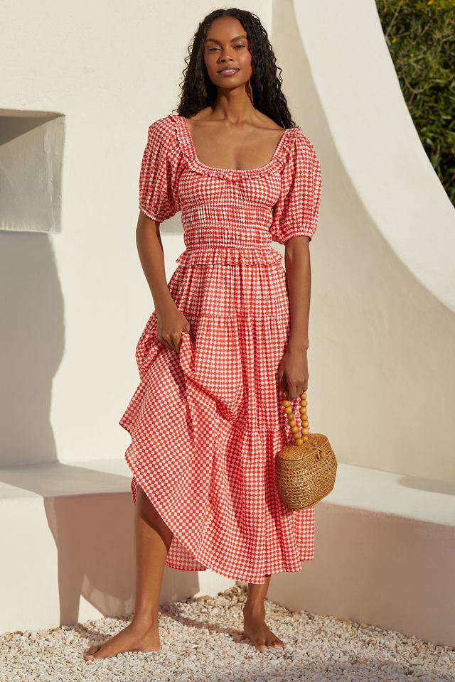 Ro's Garden Percy Puff-Sleeve Midi Dress