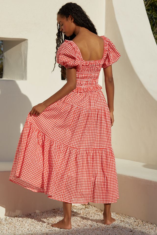 Ro's Garden Percy Puff-Sleeve Midi Dress