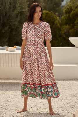 Cala de la Cruz x Anthropologie Gaia Puff-Sleeve Maxi Dress